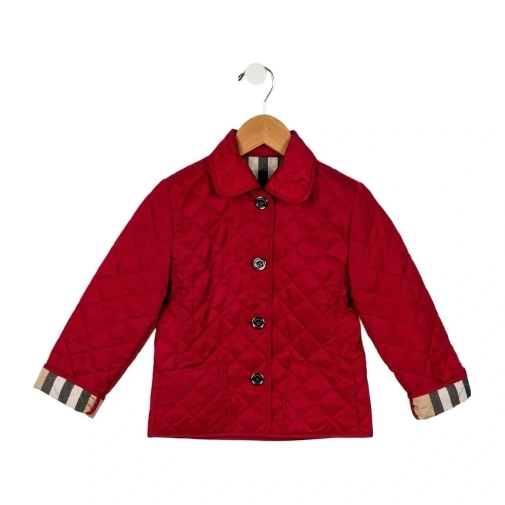Burberry Kids Red Quilted Puffer Jacket